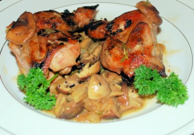 Quail and Mushrooms